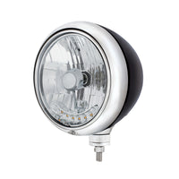 United Pacific - Black Guide 682-C Style Headlight H4 Bulb With 6 Amber LED