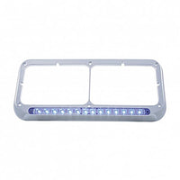 United Pacific - 14 LED Chrome Rectangular Dual Headlight Bezel (Blue, Green or Red LED/Clear Lens)