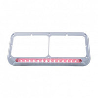United Pacific - 14 LED Chrome Rectangular Dual Headlight Bezel (Blue, Green or Red LED/Clear Lens)