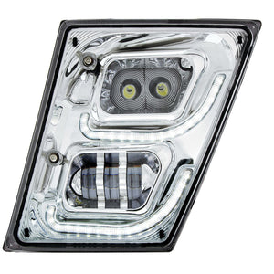 Chrome High Power LED Fog Light With LED DRL & Position Light for 2003-2017 Volvo VN/VNL (Driver or Passenger)