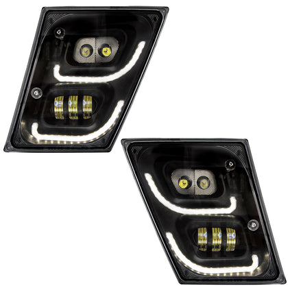 "Blackout" High Power LED Fog Light With LED DRL & Position Light For 2003-2017 Volvo VN/VNL (Driver or Passenger)