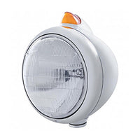 United Pacific - Stainless Steel Guide 682-C Headlight 6014 & Original Style LED Signal (Amber Lens)