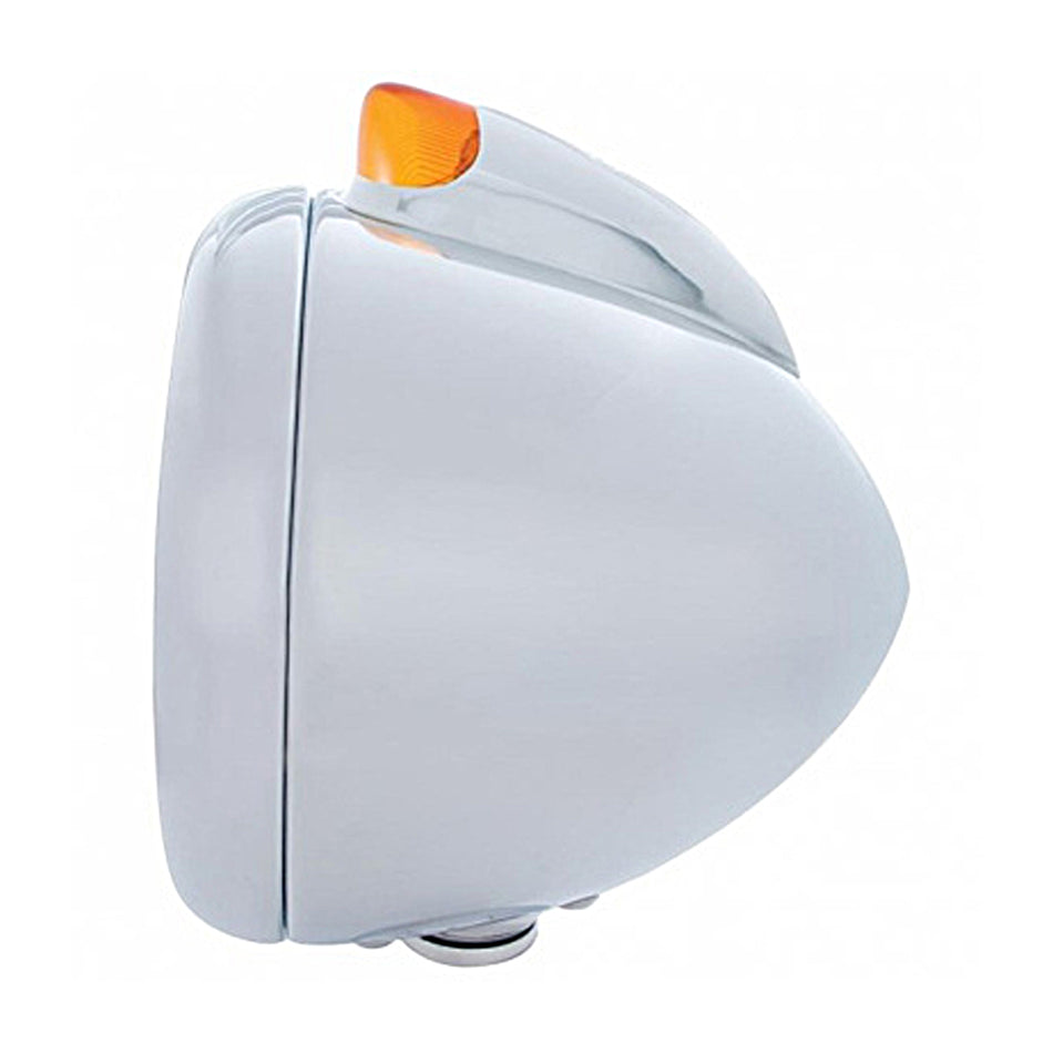United Pacific - Stainless Steel Guide 682-C Headlight 6014 & Original Style LED Signal (Amber Lens)