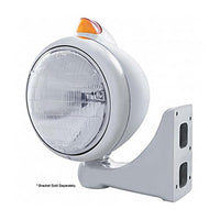 United Pacific - Stainless Steel Guide 682-C Headlight 6014 & Original Style LED Signal (Amber Lens)