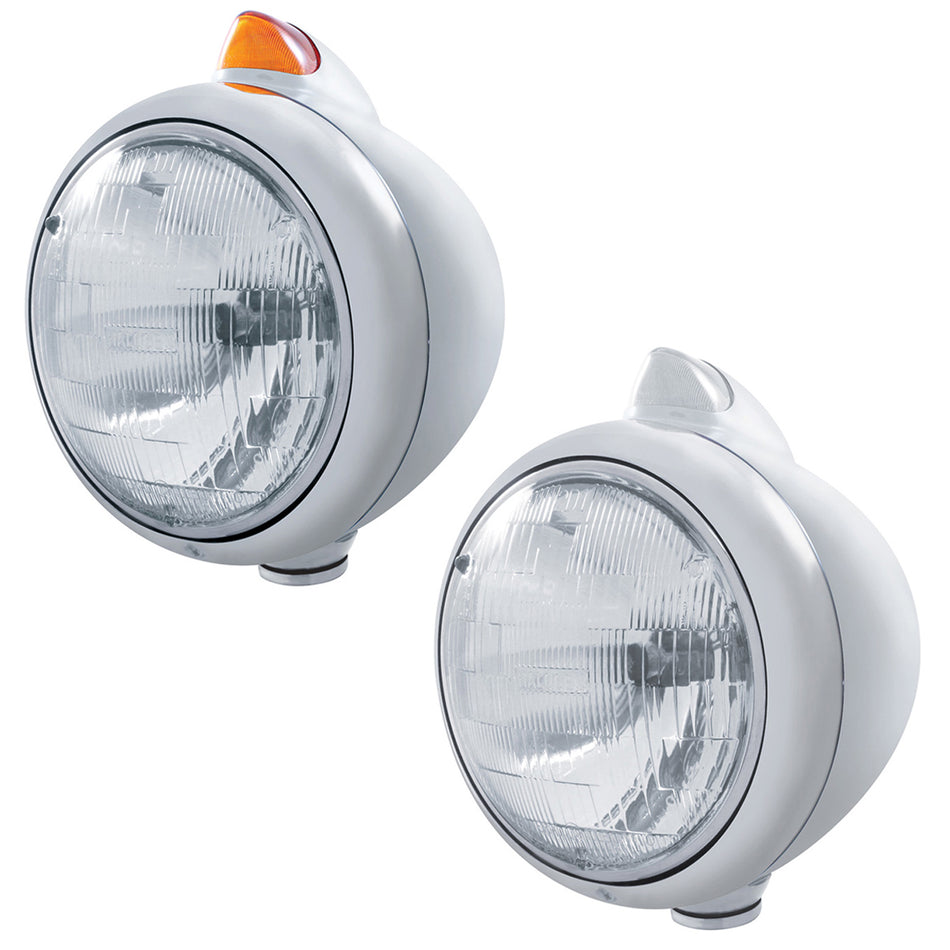Stainless Steel Guide 682-C Headlight H6024 & Original Style LED Signal (Amber or Clear)