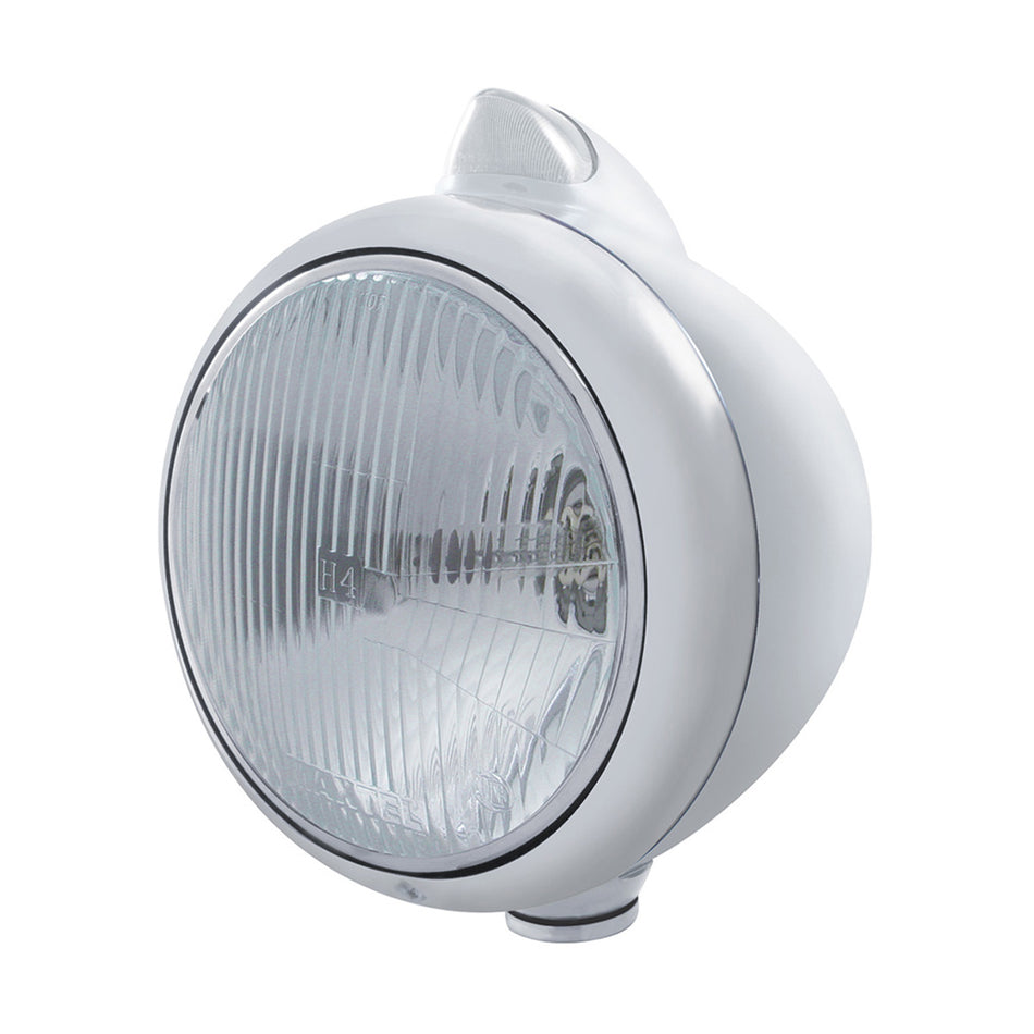 Stainless Steel Guide 682-C Headlight H4 & Original Style LED Signal (Amber LEDs/Amber or Clear Lens)
