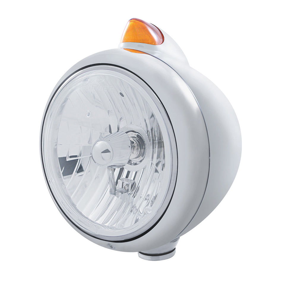 Stainless Steel Guide 682-C Headlight Crystal H4 & Original Style LED Signal (Amber or Clear Lens)