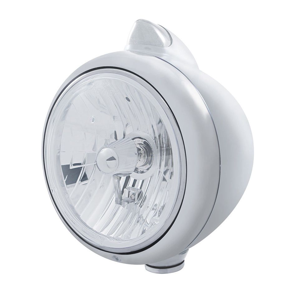 Stainless Steel Guide 682-C Headlight Crystal H4 & Original Style LED Signal (Amber or Clear Lens)
