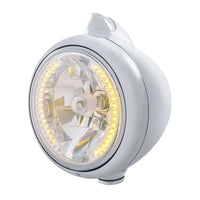 Stainless Steel 682-C Headlight H4 w Amber LED & Original Style LED Signal (Amber or Clear Lens)