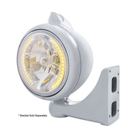 Stainless Steel 682-C Headlight H4 w Amber LED & Original Style LED Signal (Amber or Clear Lens)