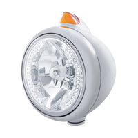 Stainless Steel Guide 682-C Headlight H4 With White LED & Original Style LED Signal (Amber or Clear Lens)
