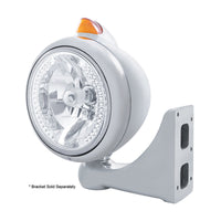 Stainless Steel Guide 682-C Headlight H4 With White LED & Original Style LED Signal (Amber or Clear Lens)