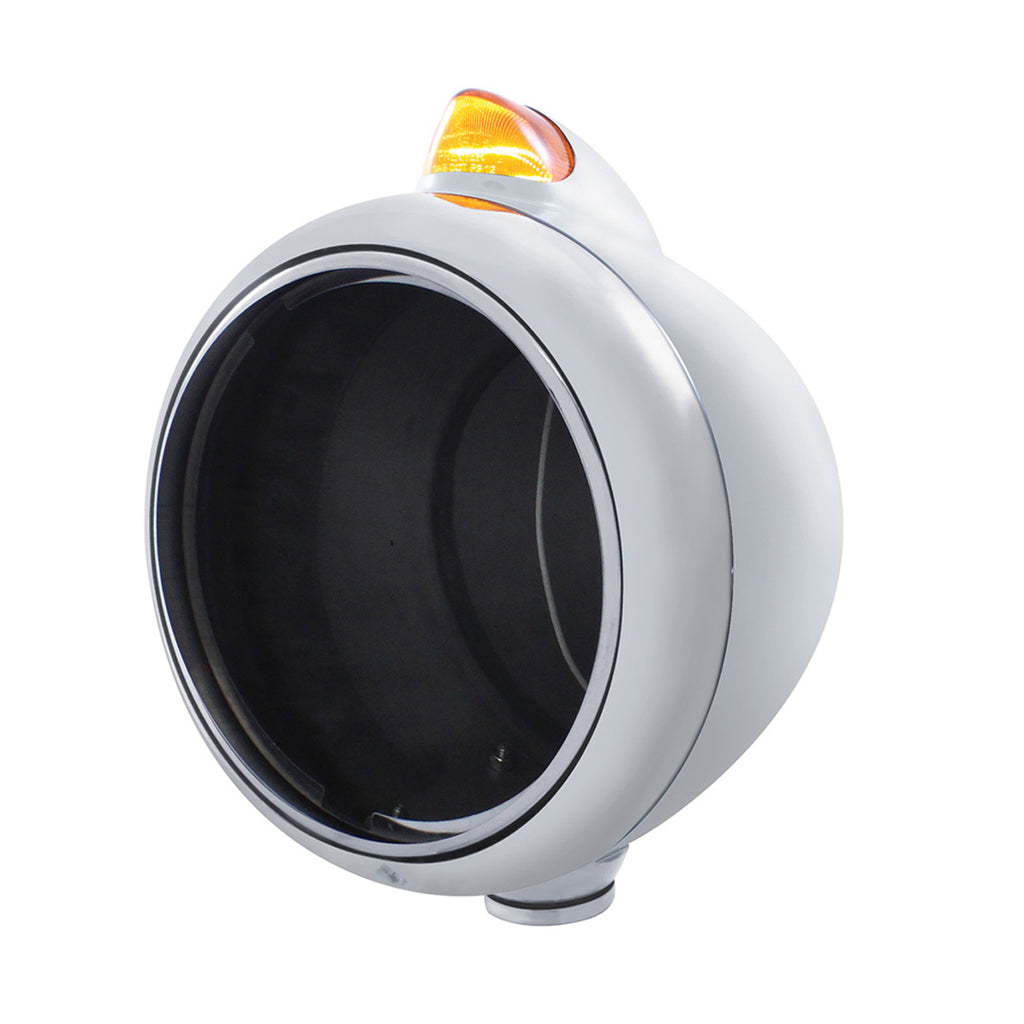 Chrome Guide 682-C Headlight No Bulb With Original Style Amber LED Signal (Amber or Clear Lens)