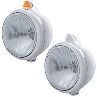 Chrome Guide 682-C Headlight H4 & Original Style Amber LED Signal (Amber or Clear Lens)