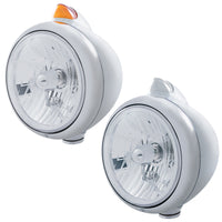 Chrome Guide 682-C Headlight Crystal H4 & Original Style Amber LED Signal (Amber or Clear) Lens