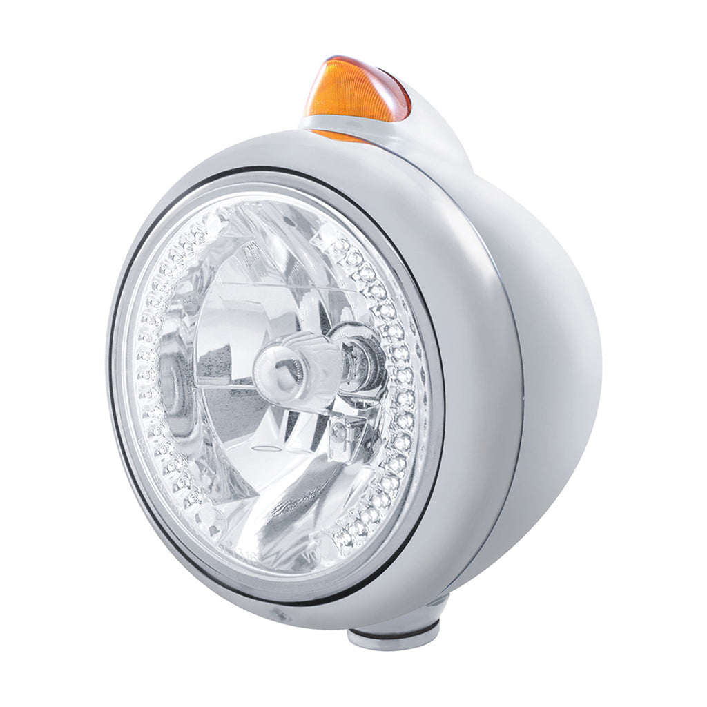Chrome Guide 682-C Headlight H4 With White LED & Original Style LED Signal (Amber or Clear Lens)