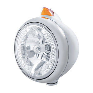 Chrome Guide 682-C Headlight H4 With White LED & Original Style LED Signal (Amber or Clear Lens)