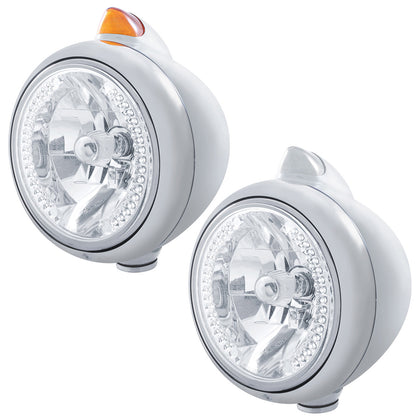 Chrome Guide 682-C Headlight H4 With White LED & Original Style LED Signal (Amber or Clear Lens)