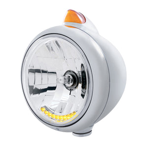 Chrome Guide 682-C Headlight H4 With 10 Amber LED & Original Style Turn (Amber or Clear Lens)