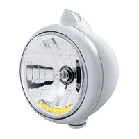 Chrome Guide 682-C Headlight H4 With 10 Amber LED & Original Style Turn (Amber or Clear Lens)