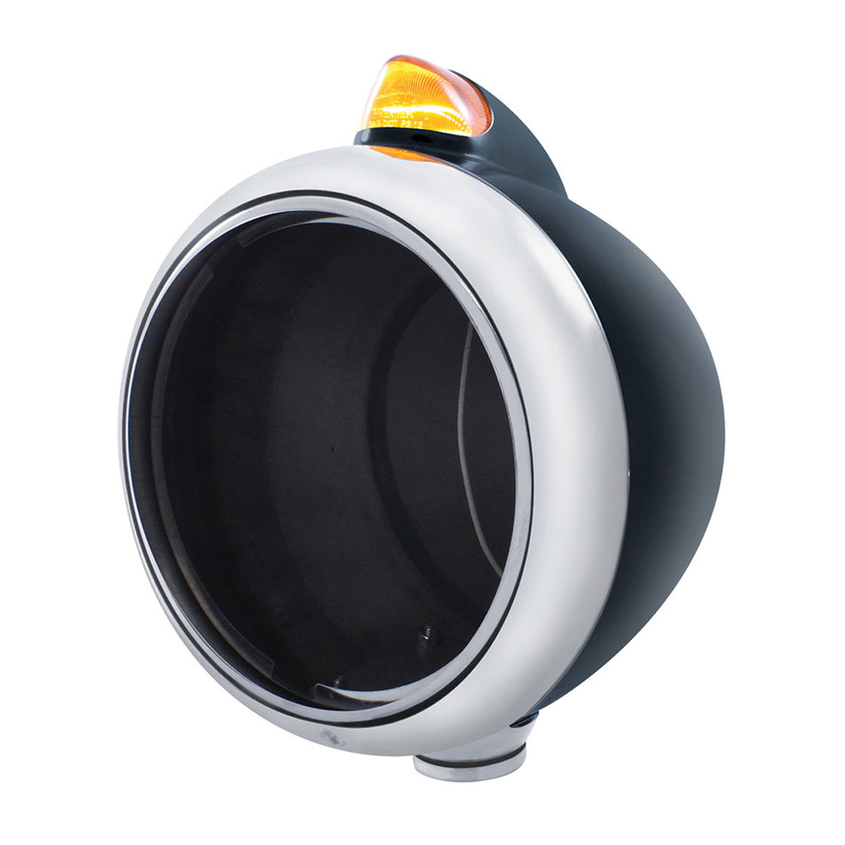 Black Guide 682-C Headlight No Bulb With Original Style LED Signal (Amber or Clear Lens)