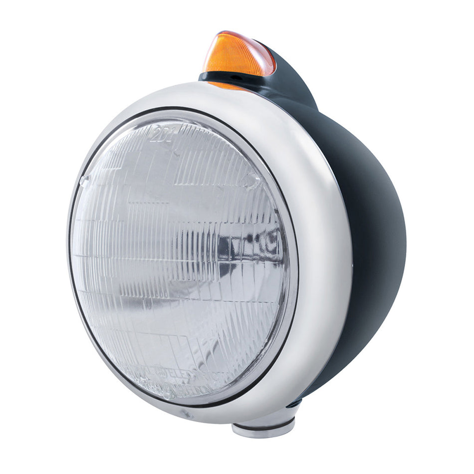Black Guide 682-C Headlight 6014 & Original Style Amber LED Signal (Amber or Clear Lens)