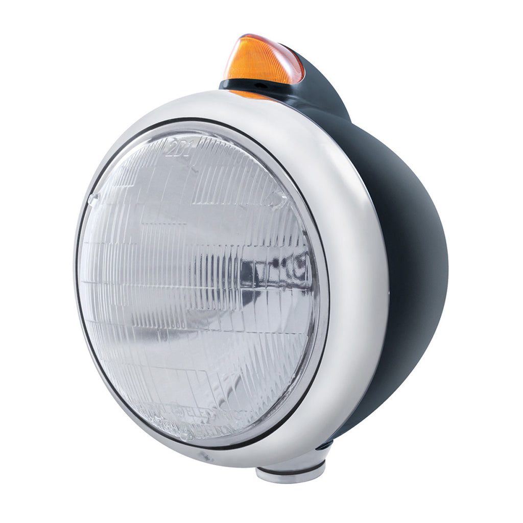 Black Guide 682-C Headlight 6014 & Original Style Amber LED Signal (Amber or Clear Lens)
