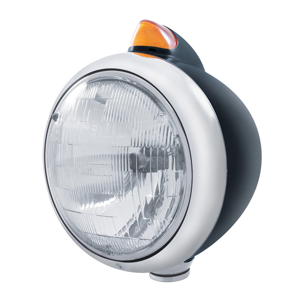 Black Guide 682-C Headlight H6024 & Original Style Amber LED Signal (Amber or Clear Lens)