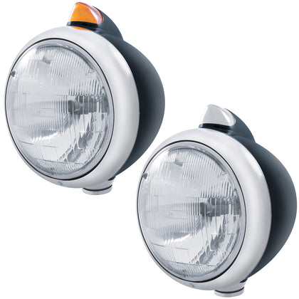 Black Guide 682-C Headlight H6024 & Original Style Amber LED Signal (Amber or Clear Lens)