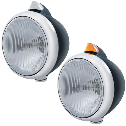 Black Guide 682-C Headlight H4 & Original Style Amber LED Signal (Amber or Clear Lens)