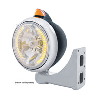 Black Guide 682-C Headlight H4 With 34 Amber LED & Original Style LED Signal (Amber or Clear Lens)