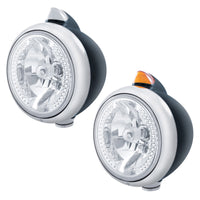 Black Guide 682-C Headlight H4 With White LED & Original Style LED Signal (Amber or Clear Lens)