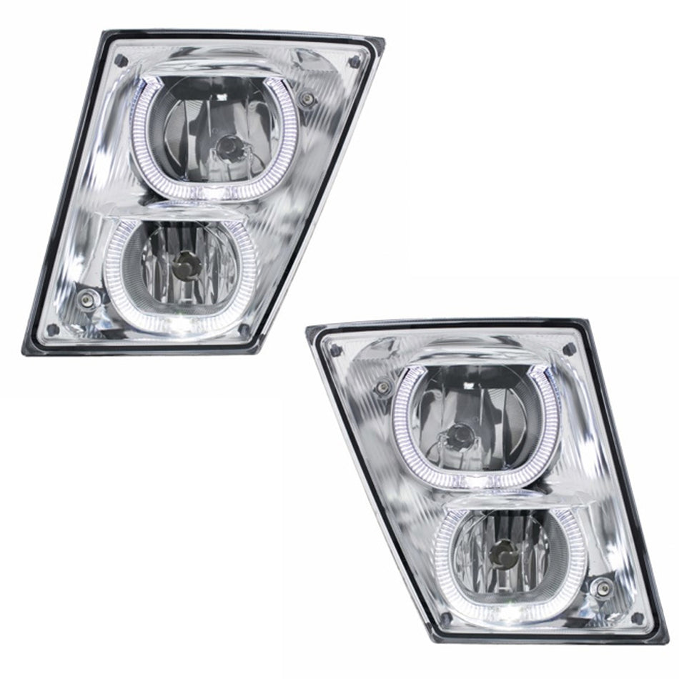 Chrome Fog/Driving Light, White LED Light Bar For 2003-2017 Volvo VN/VNL (Driver or Passenger Side)