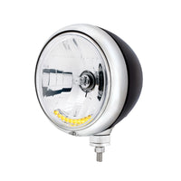 United Pacific - Black Guide 682-C Style Headlight H4 Bulb With 10 Amber LED