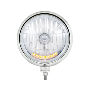 United Pacific - Black Guide 682-C Style Headlight H4 Bulb With 10 Amber LED