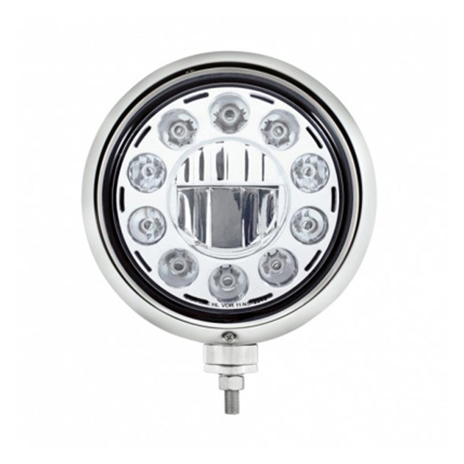 United Pacific - Black Guide Headlight 11 LED Bulb - Chrome