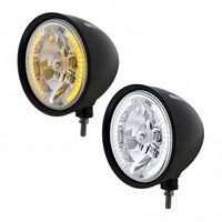 United Pacific - Black "Billet" Style Groove Headlight H4 Bulb With 34 Amber or White LED