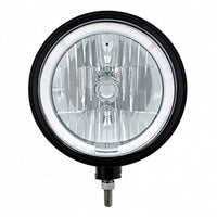 Black "Billet" Style Groove Headlight 9007 Bulb With Amber or White LED Halo Rim