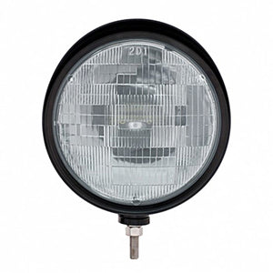 United Pacific - Black "Billet" Style Groove Headlight With Visor H6024 Bulb