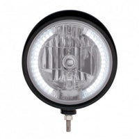 Black "Billet" Style Groove Headlight With Visor H4 Bulb With 34 Amber or Clear LED