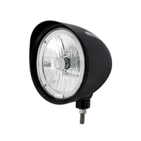 Black "Billet" Style Groove Headlight With Visor 9007 Bulb With Amber or White LED Halo Rim