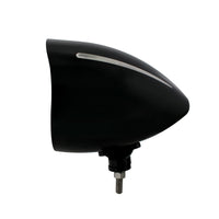 Black "Billet" Style Groove Headlight With Visor 9007 Bulb With Amber or White LED Halo Rim