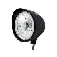 Black "Billet" Style Groove Headlight With Visor 9007 Bulb With Amber or White LED Halo Rim