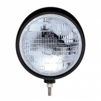 United Pacific - Black "Billet" Style Groove Headlight With Visor H6014 Bulb