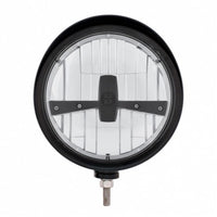 United Pacific - Black "Billet" Style Groove Headlight With Visor 5 LED Bulb (Blackout or Chrome)