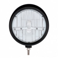 United Pacific - Black "Billet" Style Groove Headlight With Visor 5 LED Bulb (Blackout or Chrome)