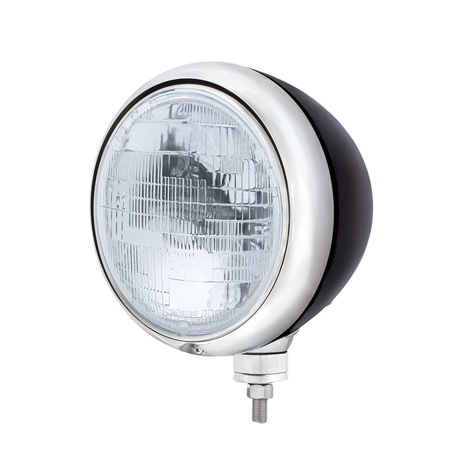 United Pacific - Black Guide 682-C Style Headlight With 6014 Type Sealed Beam Bulb