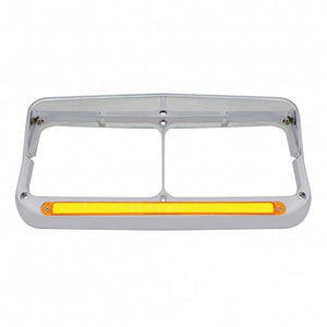 24 LED Rectangular Dual Headlight Bezel With Visor & GloLight Amber LEDs (Amber or Clear Lens)