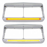 24 LED Rectangular Dual Headlight Bezel With Visor & GloLight Amber LEDs (Amber or Clear Lens)