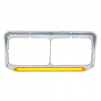 24 LED Rectangular Dual Headlight Bezel With Visor & GloLight Amber LEDs (Amber or Clear Lens)